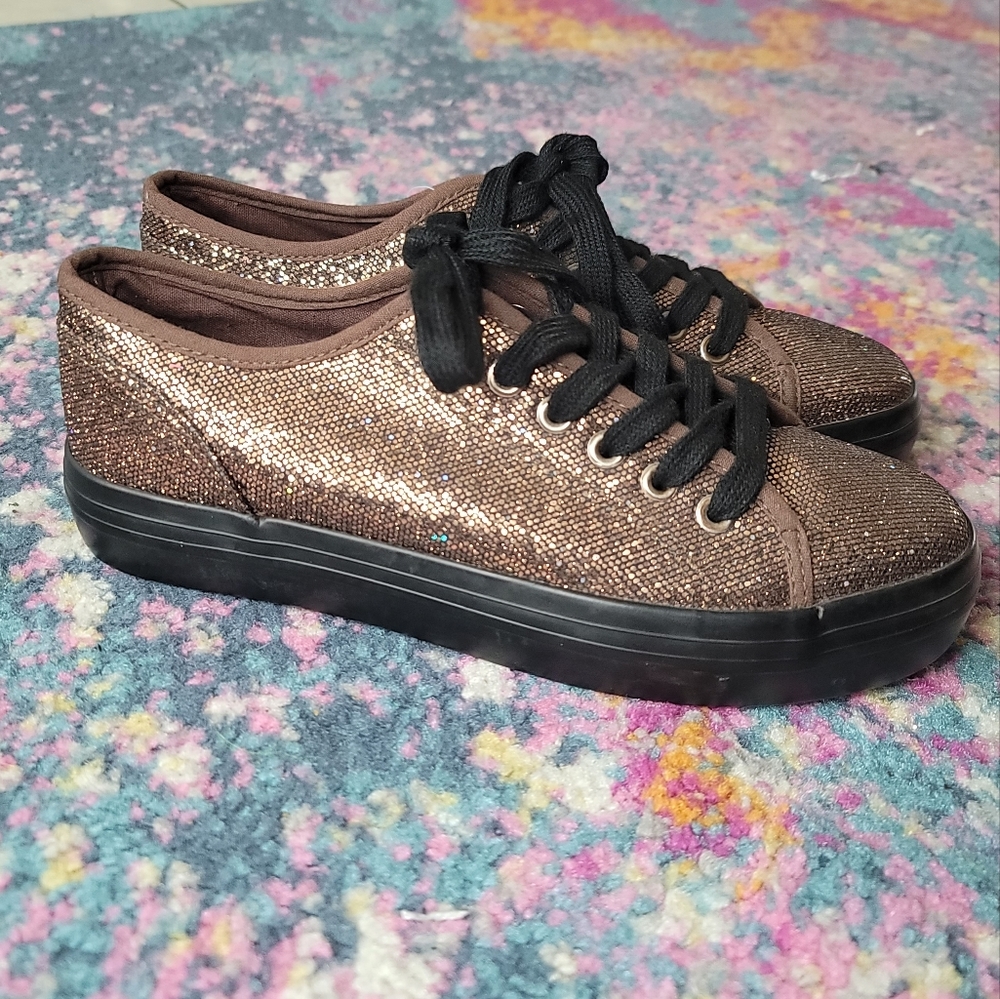 💥 Marypaz Bronze Glitter Sneakers